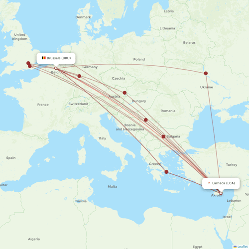 Charlie Airlines flights between Larnaca and Brussels