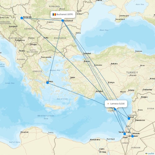 Astra Airlines flights between Larnaca and Bucharest