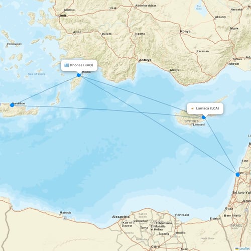 Charlie Airlines flights between Larnaca and Rhodes