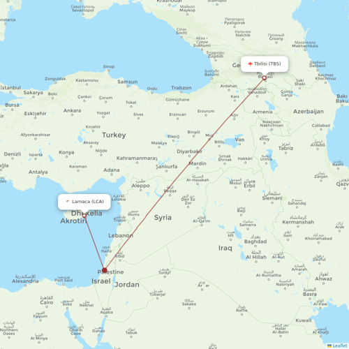 Georgian Airways flights between Larnaca and Tbilisi