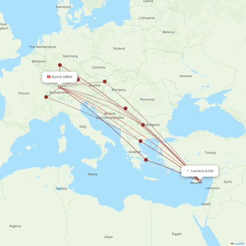 TAB flights between Larnaca and Zurich