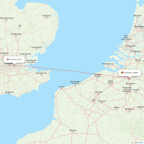 Luxair flights between London and Antwerp