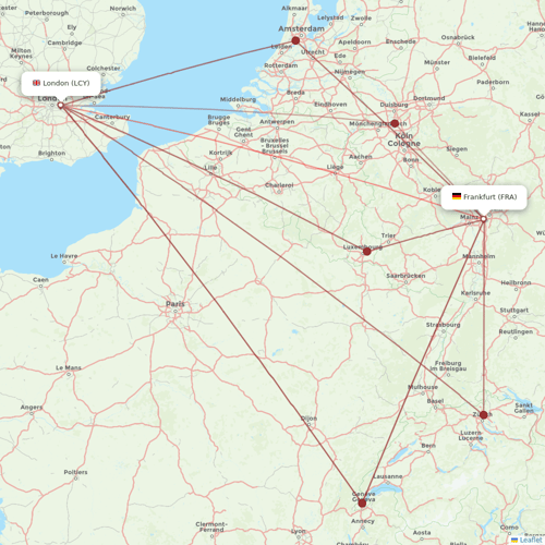 Air Dolomiti flights between London and Frankfurt