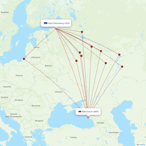 Ural Airlines flights between Saint Petersburg and Adler/Sochi