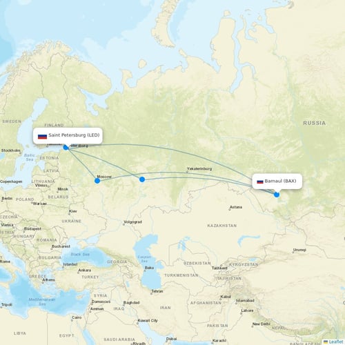 Nordwind Airlines flights between Saint Petersburg and Barnaul