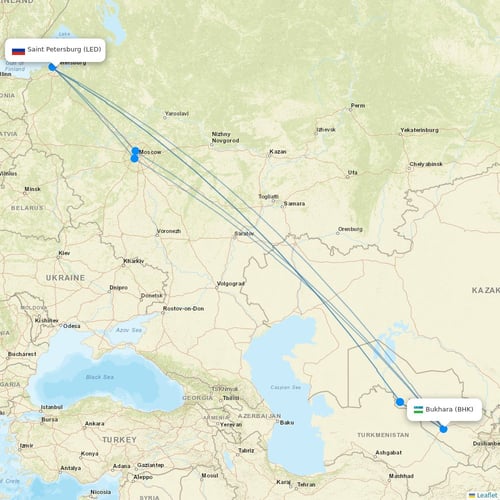 Taban Airlines flights between Saint Petersburg and Bukhara