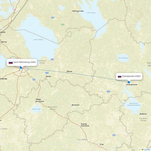 Severstal Aircompany flights between Saint Petersburg and Cherepovets