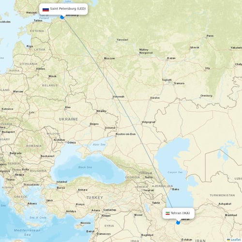 Mahan Air flights between Saint Petersburg and Tehran