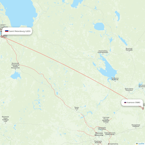 Pegas Fly flights between Saint Petersburg and Ivanovo