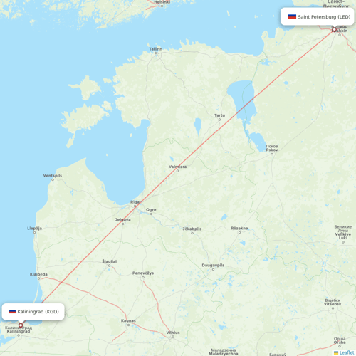Aeroflot flights between Saint Petersburg and Kaliningrad