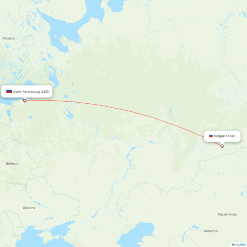 Pegas Fly flights between Saint Petersburg and Kurgan