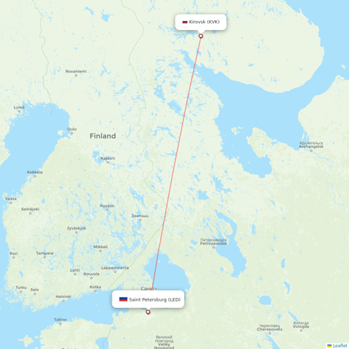 Severstal Aircompany flights between Saint Petersburg and Kirovsk