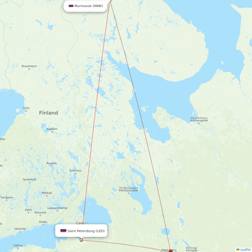 Nordavia Regional Airlines flights between Saint Petersburg and Murmansk