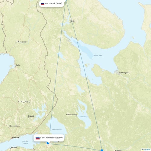 Nordavia Regional Airlines flights between Saint Petersburg and Murmansk