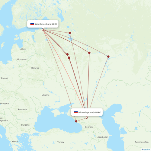 Nordavia Regional Airlines flights between Saint Petersburg and Mineralnye Vody