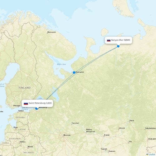 RusLine (Duplicate) flights between Saint Petersburg and Naryan-Mar