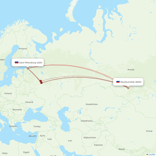 Nordwind Airlines flights between Saint Petersburg and Novokuznetsk