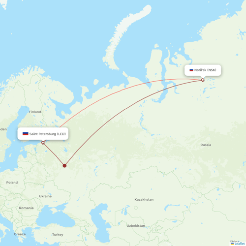 NordStar Airlines flights between Saint Petersburg and Noril'sk