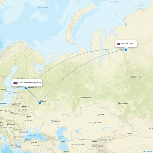 NordStar Airlines flights between Saint Petersburg and Noril'sk