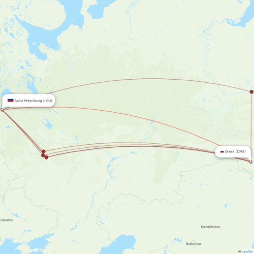 Nordwind Airlines flights between Saint Petersburg and Omsk