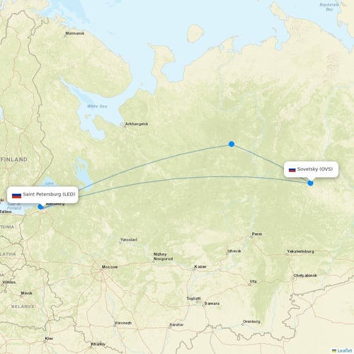 Severstal Aircompany flights between Saint Petersburg and Sovetsky