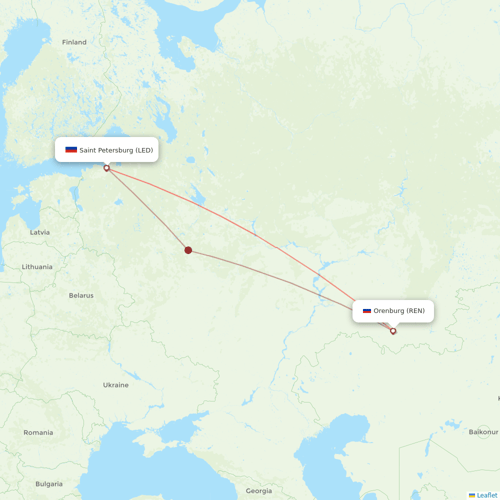 Nordwind Airlines flights between Saint Petersburg and Orenburg