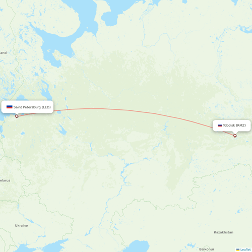 UVT Aero flights between Saint Petersburg and Tobolsk