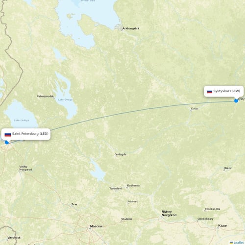 Nordavia Regional Airlines flights between Saint Petersburg and Syktyvkar