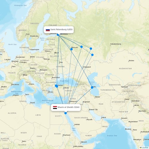 AlMasria flights between Saint Petersburg and Sharm el Sheikh