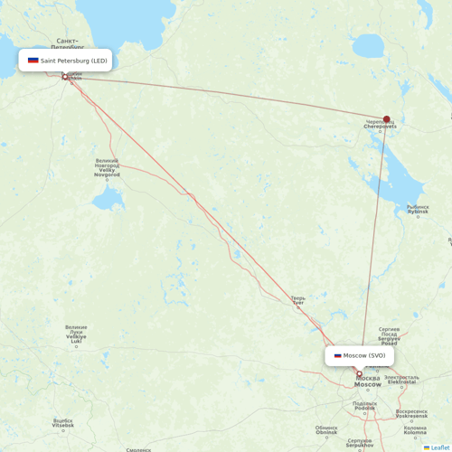 Nordwind Airlines flights between Saint Petersburg and Moscow