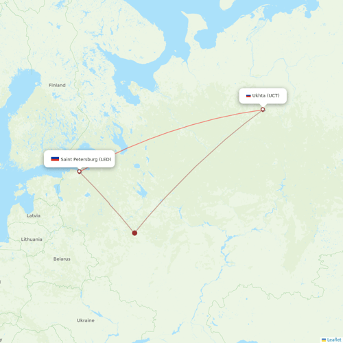 Severstal Aircompany flights between Saint Petersburg and Ukhta