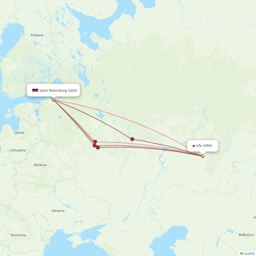 Nordwind Airlines flights between Saint Petersburg and Ufa