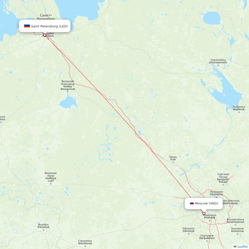 Aeroflot flights between Saint Petersburg and Moscow