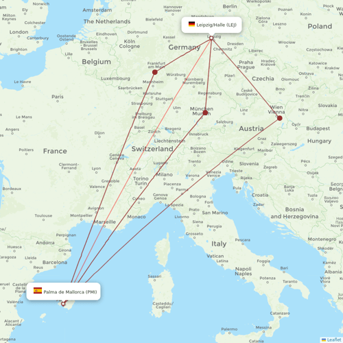 Condor flights between Leipzig/Halle and Palma de Mallorca
