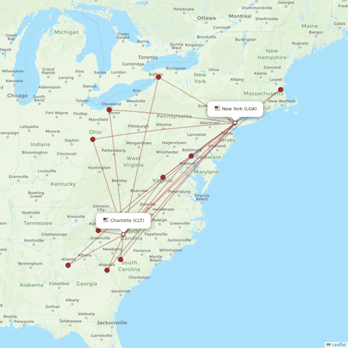 American Airlines flights between New York and Charlotte