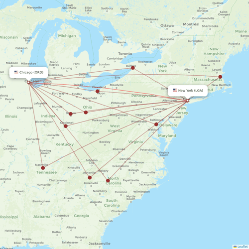 United Airlines flights between New York and Chicago