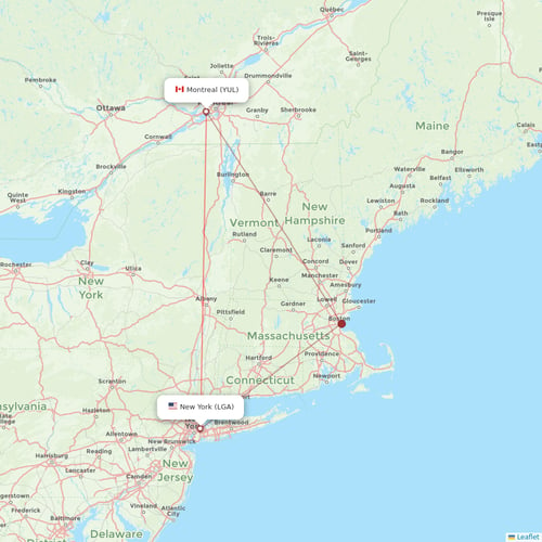 Air Canada flights between New York and Montreal