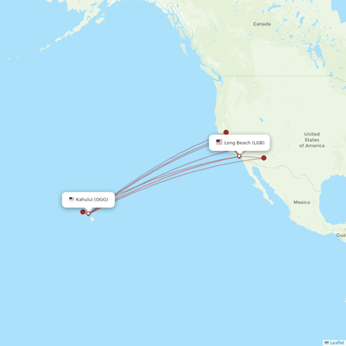 Hawaiian Airlines flights between Long Beach and Kahului