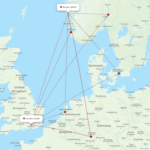 Norwegian Air flights between London and Bergen