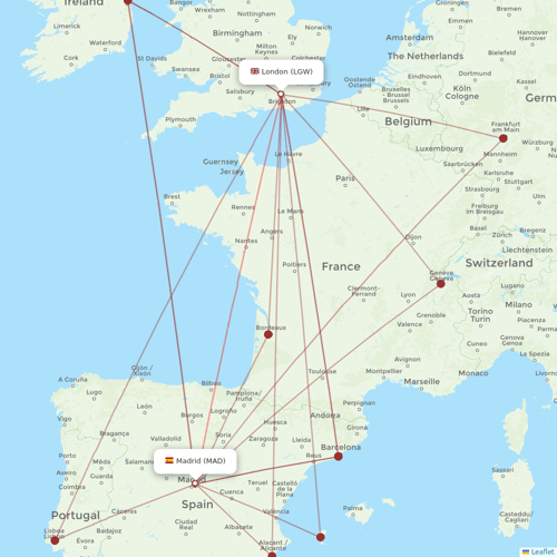 Air Europa flights between London and Madrid