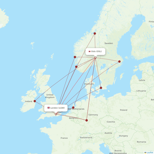 Norwegian Air flights between London and Oslo