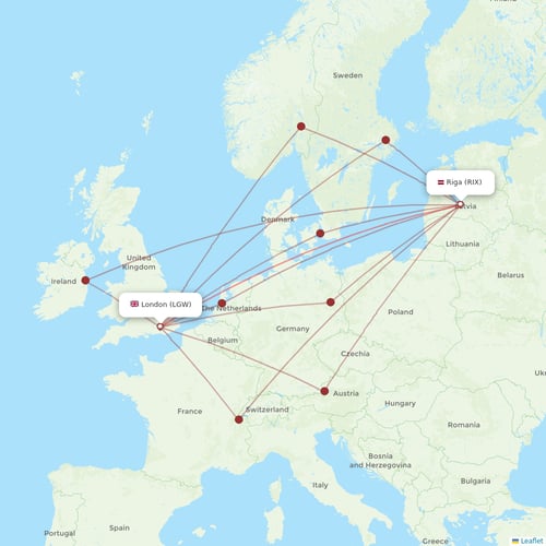 Air Baltic flights between London and Riga
