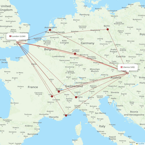Wizz Air flights between London and Vienna