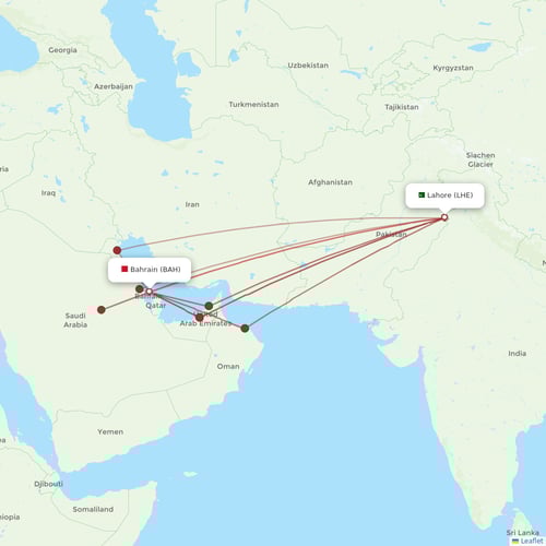 Air Arabia Jordan flights between Lahore and Bahrain