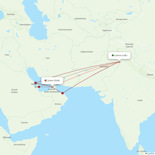 Pakistan International Airlines flights between Lahore and Dubai