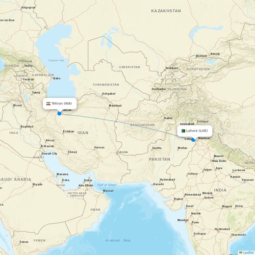 Mahan Air flights between Lahore and Tehran