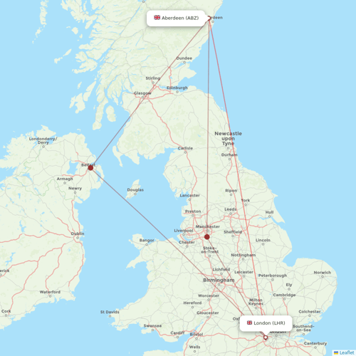 British Airways flights between London and Aberdeen