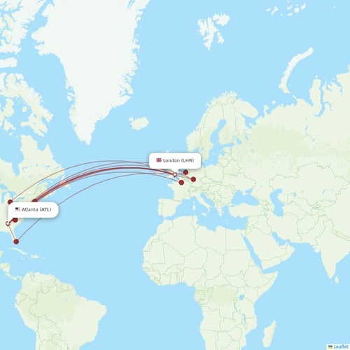 Virgin Atlantic flights between London and Atlanta