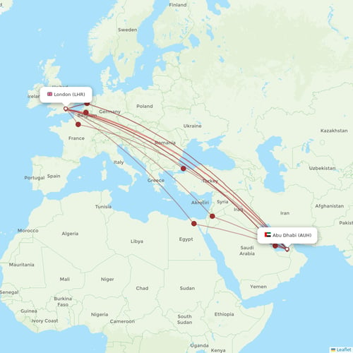 Etihad Airways flights between London and Abu Dhabi