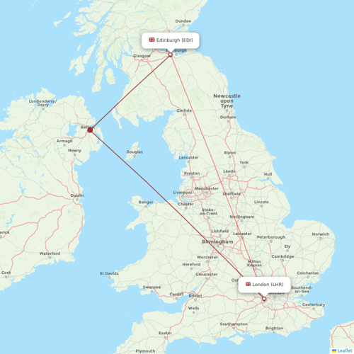 British Airways flights between London and Edinburgh